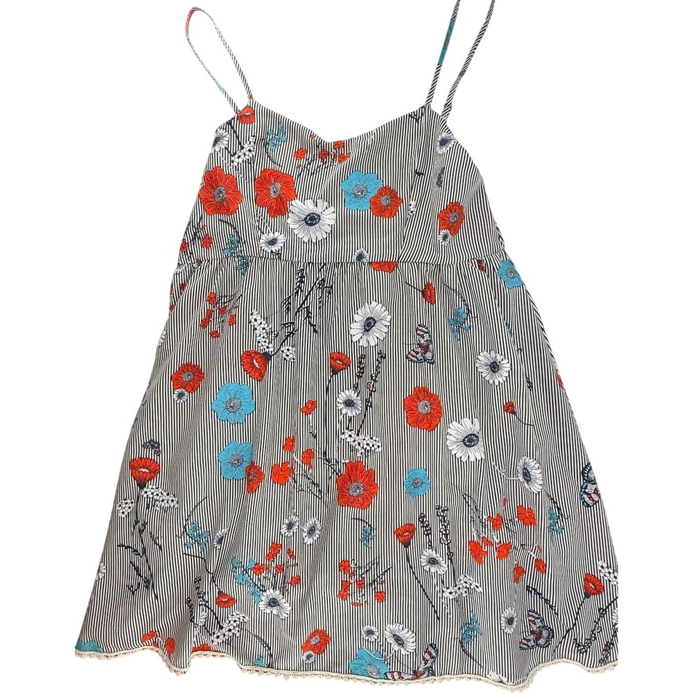 Hayden‎ LA Girls Large Floral Stripe Sundress Spaghetti Strap Boho Cotton